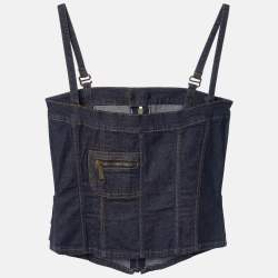 Pre Owned D&G Dark Blue Denim Strappy Corset Top M