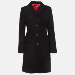 D&G Black Wool Blend Single Breasted Coat S