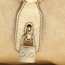 D&G Gold Leather Vilma Top Zip Satchel