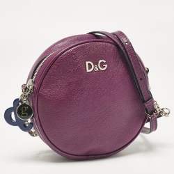 Dolce & Gabbana Purple Leather Ariette Round Crossbody Bag