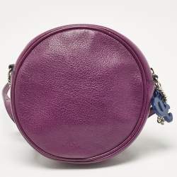 Dolce & Gabbana Purple Leather Ariette Round Crossbody Bag