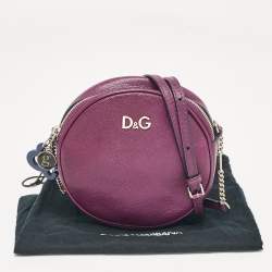 Dolce & Gabbana Purple Leather Ariette Round Crossbody Bag