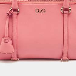 D&G Pink Leather Lily Twist Satchel