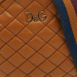 Pre Owned D&G Brown Quilted Leather Round Glam Crossbody Bag