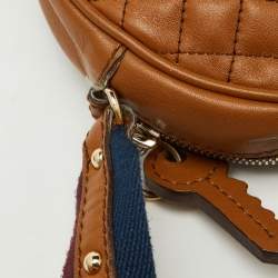 Pre Owned D&G Brown Quilted Leather Round Glam Crossbody Bag