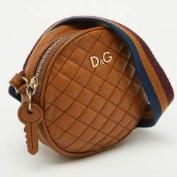 Pre Owned D&G Brown Quilted Leather Round Glam Crossbody Bag