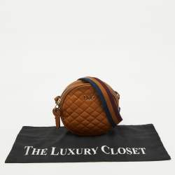 Pre Owned D&G Brown Quilted Leather Round Glam Crossbody Bag
