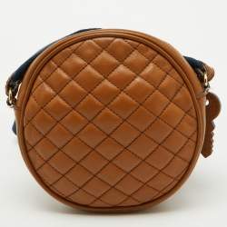 Pre Owned D&G Brown Quilted Leather Round Glam Crossbody Bag
