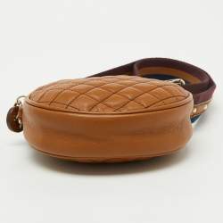 Pre Owned D&G Brown Quilted Leather Round Glam Crossbody Bag