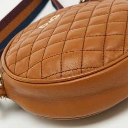 Pre Owned D&G Brown Quilted Leather Round Glam Crossbody Bag