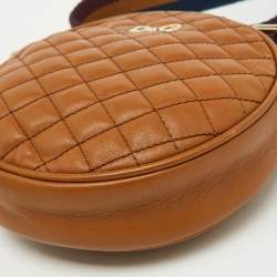 Pre Owned D&G Brown Quilted Leather Round Glam Crossbody Bag