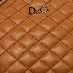 Pre Owned D&G Brown Quilted Leather Round Glam Crossbody Bag