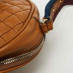 Pre Owned D&G Brown Quilted Leather Round Glam Crossbody Bag