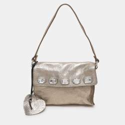 D&G Gold Leather Embellished Shoulder Bag