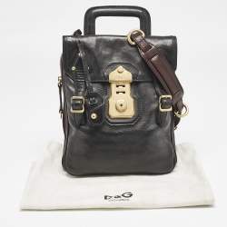 Pre Owned D&G Black/Brown Leather Alisson Crossbody Bag