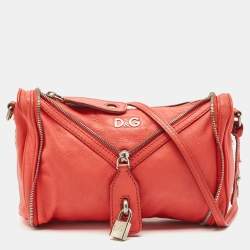 D&G Brick Red Leather Vilma Crossbody Bag