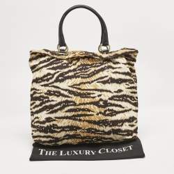 D&G Cream/Brown Printed Fabric kori Tote