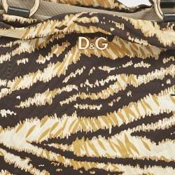 D&G Cream/Brown Printed Fabric kori Tote