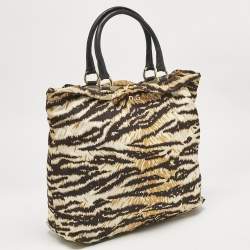 D&G Cream/Brown Printed Fabric kori Tote