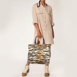 D&G Cream/Brown Printed Fabric kori Tote