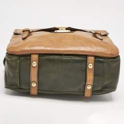 D&G Brown/Olive Green Leather Allyson Satchel