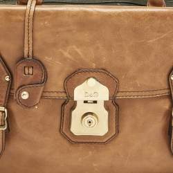 D&G Brown/Olive Green Leather Allyson Satchel