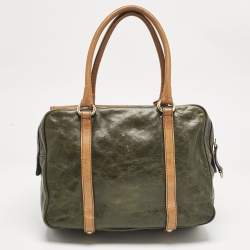 D&G Brown/Olive Green Leather Allyson Satchel