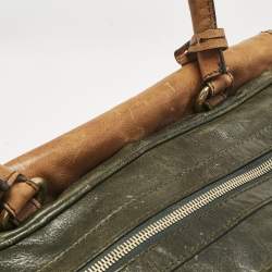 D&G Brown/Olive Green Leather Allyson Satchel