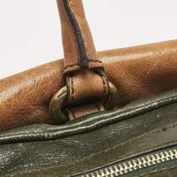D&G Brown/Olive Green Leather Allyson Satchel