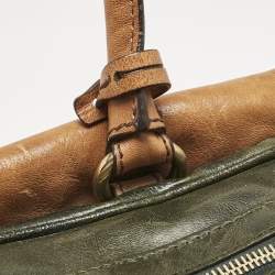 D&G Brown/Olive Green Leather Allyson Satchel