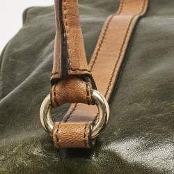 D&G Brown/Olive Green Leather Allyson Satchel