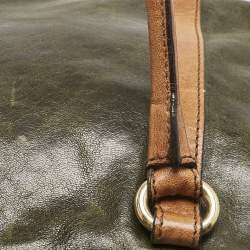 D&G Brown/Olive Green Leather Allyson Satchel