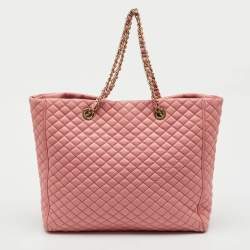 Pre Owned D&G Peach Pink Quilted Leather Lily Glam Tote