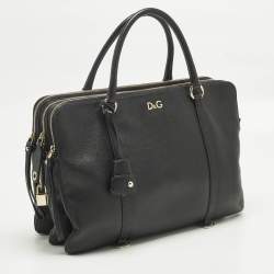 Pre Owned D&G Lily Twist Black Leather Laptop Bag