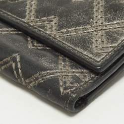 Pre Owned D&G Logo Stitched Grey Leather Trifold Wallet