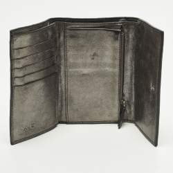 Pre Owned D&G Logo Stitched Grey Leather Trifold Wallet