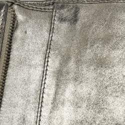 Pre Owned D&G Logo Stitched Grey Leather Trifold Wallet