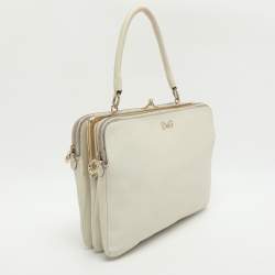 مملوكة مسبقًا حقيبة بمقبض علوي دي آند جي ليلي تويست جلد بيج