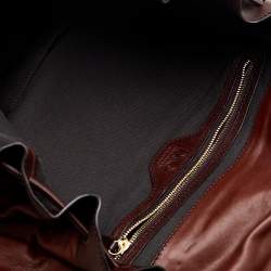 Pre Owned D&G Two Tone Brown Leather Drawstring Hobo