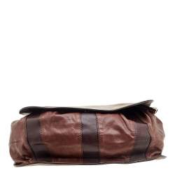 Pre Owned D&G Two Tone Brown Leather Drawstring Hobo