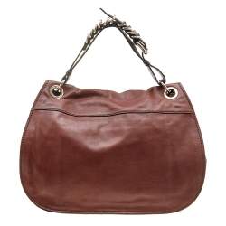 Pre Owned D&G Two Tone Brown Leather Drawstring Hobo