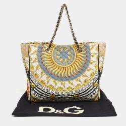 D&G Multicolor Quilted Canvas and Leather Lily Glam Tote 