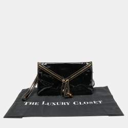 Pre Owned D&G Black Patent Leather Lock Envelope Clutch