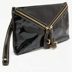 Pre Owned D&G Black Patent Leather Lock Envelope Clutch