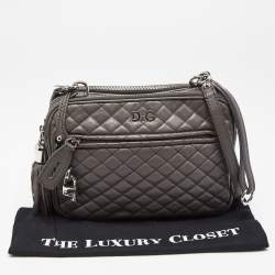 Pre Owned D&G Grey Quilted Leather Lily Glam Crossbody Bag