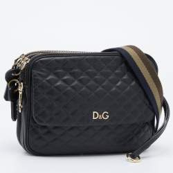 Pre Owned D&G Black Quilted Leather Lily Sport Crossbody Bag
