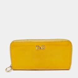 D&G Yellow Patent Leather Zip Around Wallet