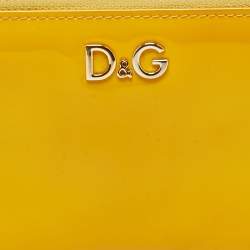 D&G Yellow Patent Leather Zip Around Wallet