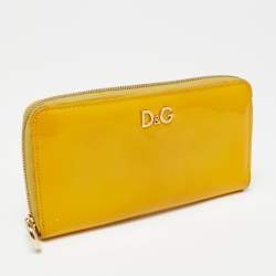 D&G Yellow Patent Leather Zip Around Wallet