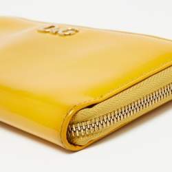 D&G Yellow Patent Leather Zip Around Wallet